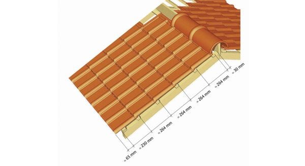 Dimentions for the implementation of the Clay tile ARTOISE of EDILIANS